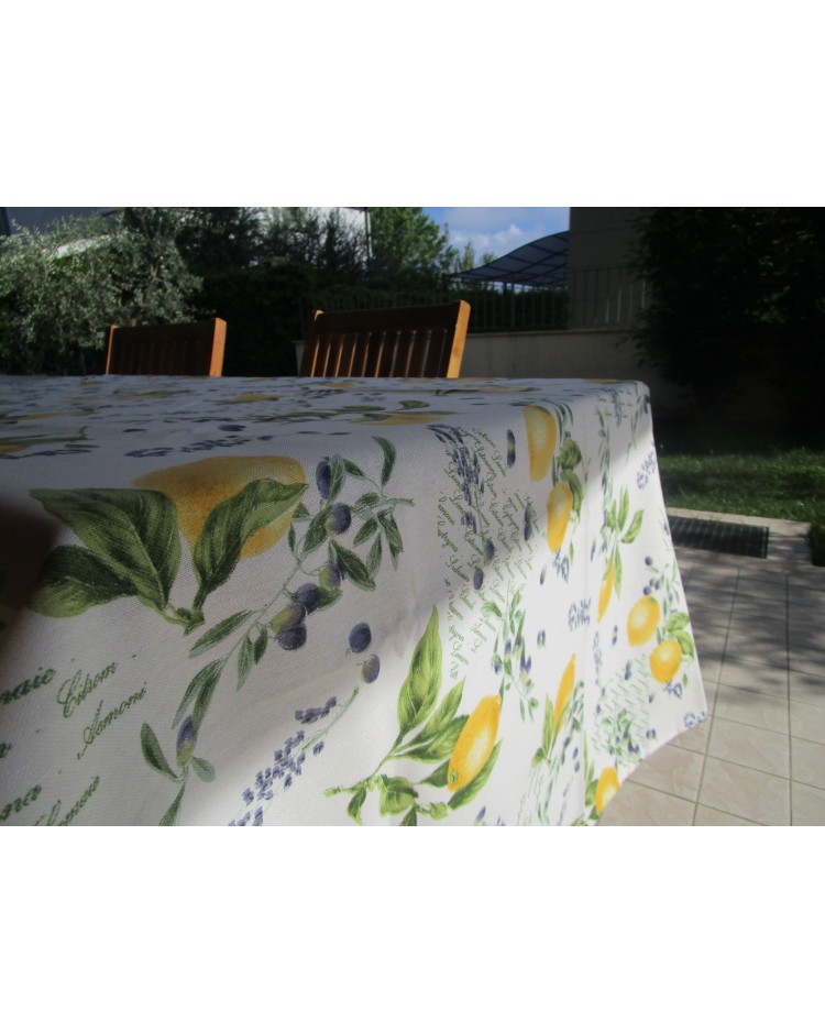 Tovaglia Estiva In Misto Cotone - Stampa Poppy E Fiori, 140x170 Cm
