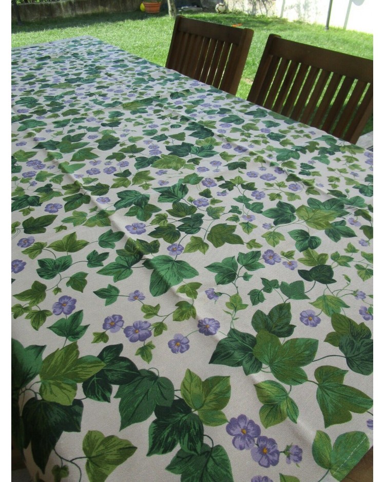 Nappe en coton plastifié avec motif IVY 100% IMPERMÉABLE Fabriquée en ITALIE