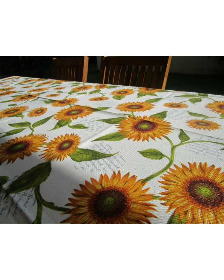 Baumwoll-Tischdecke, SONNENBLUMEN-Design, alle Größen, 100 % Baumwolle, HERGESTELLT IN ITALIEN