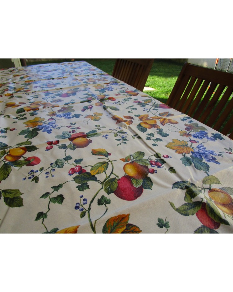 Rectangular Tablecloth in Plasticized Cotton with FRUIT and Lemon Pattern in All Sizes...MADE IN ITALY!!!