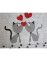 Fancy bed set KITTENS IN LOVE Color Gray Single-Double-Half Square 100% Cotton ...MADE IN ITALY!!!!