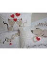 Fancy bed set KITTENS IN LOVE Beige color Single-Double-Half Square 100% Cotton ...MADE IN ITALY!!!...
