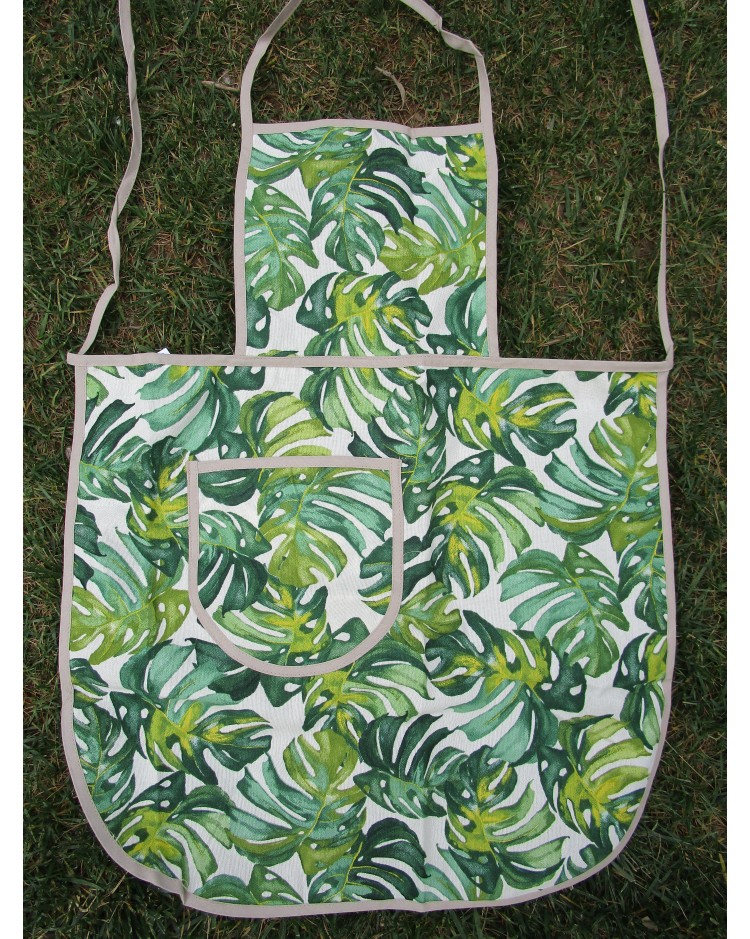 Rectangular Cotton Tablecloth GREEN PALM LEAF Pattern In All Sizes 100% Cotton.... MADE IN ITALY!!!!!