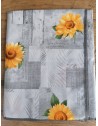 Rechteckige Kunststoff-Tischdecke mit SONNENBLUMEN-Muster, graue Farbe in allen Größen. HERGESTELLT IN ITALIEN.