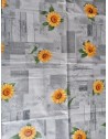 Rechteckige Kunststoff-Tischdecke mit SONNENBLUMEN-Muster, graue Farbe in allen Größen. HERGESTELLT IN ITALIEN.