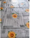 Rectangular Plastic Tablecloth with SUNFLOWER Pattern, Gray Color in all sizes..MADE IN ITALY..