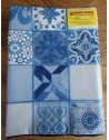 Rectangular Plastic Tablecloth with MAIOLICA Pattern, Light Blue Color..Size:140x240....140X180..MADE IN ITALY!!!!