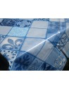 Rectangular Plastic Tablecloth with MAIOLICA Pattern, Light Blue Color..Size:140x240....140X180..MADE IN ITALY!!!!