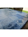 Rechteckige Tischdecke aus Kunststoff mit MAIOLICA-Muster, Farbe Hellblau. Größe: 140 x 240 ... 140 x 180. Hergestellt in