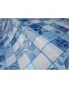Nappe rectangulaire en plastique avec motif MAIOLICA, couleur bleu clair..Taille:140x240....140X180..MADE IN ITALY!!!!