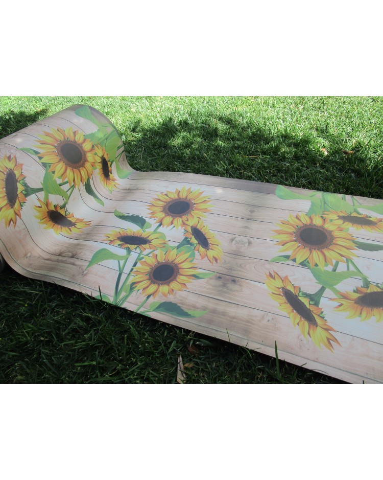 SONNENBLUME gemusterter Teppich am laufenden Meter aus wasserabweisendem Stoff... ....Euro 0,070 Cent pro Meter....HERGESTELLT