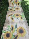SONNENBLUME gemusterter Teppich am laufenden Meter aus wasserabweisendem Stoff... ....Euro 0,070 Cent pro Meter....HERGESTELLT