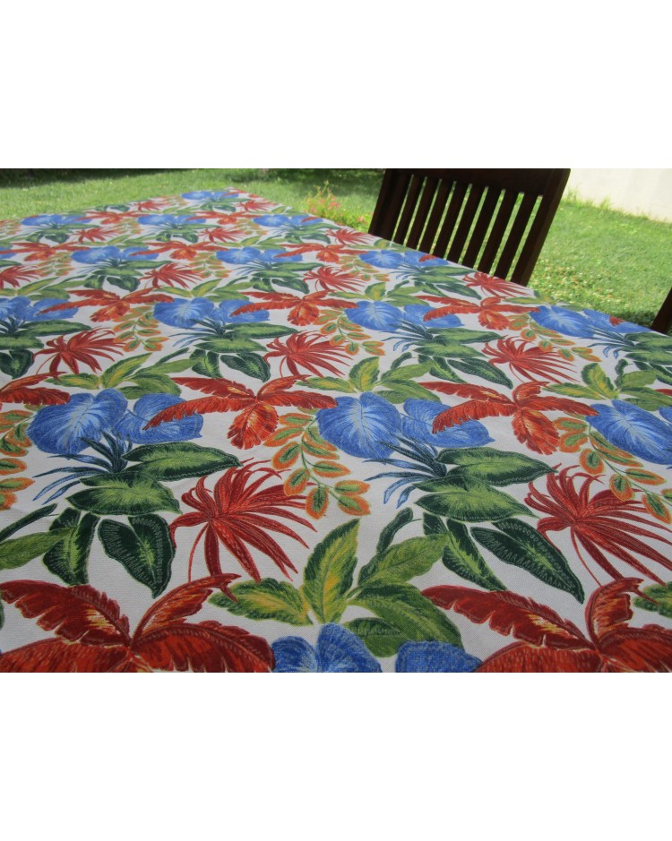 Rectangular Cotton Tablecloth with TROPICAL Pattern..In all sizes 100% Cotton....MADE IN ITALY!!!!!
