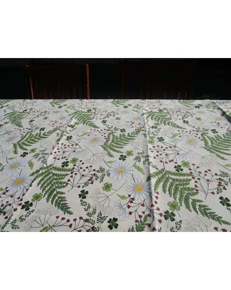 Rectangular Cotton Tablecloth with DAISIES AND FLOWERS Pattern in All Sizes 100% Cotton.... MADE IN ITALY!!!!!