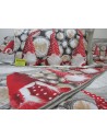 Gemustertes GNOMO-Bettwäscheset aus 100 % Flanell, Farbe: Rot, Doppelbett, Einzelbett, halbes Quadrat ... HERGESTELLT IN