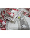 GNOMO Patterned 100% Flannel Bed Set Color: Red Double-Single-Half Square....MADE IN ITALY!!!!!
