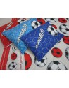 Completo letto Fantasia SQUADRE DI CALCIO Colore Nero/Azzurro Singolo-Matrimoniale-Piazza Mezza 100%Cotone ...MADE IN ITALY!!!..