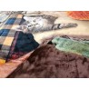 Plaid Coperta  in Morbidissima e Calda Microfibra Disegno GATTI E GOMITOLI  Misura:140x170 Con Retro Imbottito in Tinta Unita