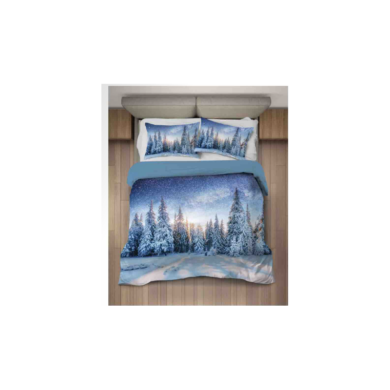 Ensemble housse de couette en impression numérique taille unique sac + taie d'oreiller 100% coton Design MONTAGNE ET