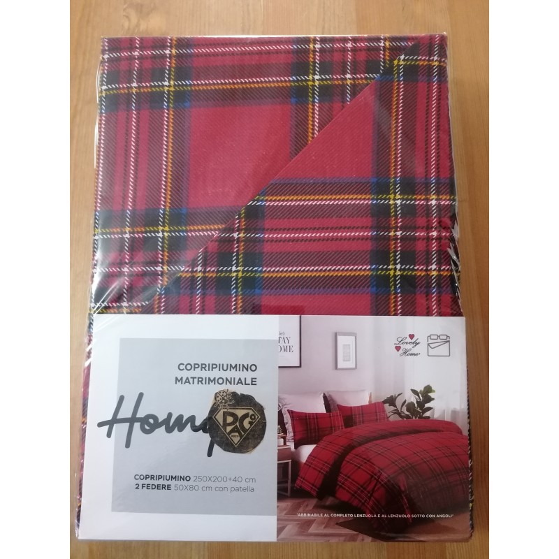 Digital bedruckter Bettbezug + Kissenbezüge, 100 % Baumwolle, rotes schottisches Tartan-Design. In allen Größen