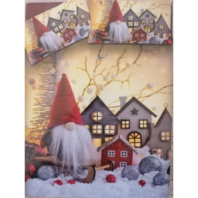 Housse de couette + taies d'oreiller en impression numérique 100% coton design GNOME CHRISTMAS ELF..Simple..Demi carré