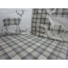 Housse de Couette Double + 2 Taies d'oreiller 100% Flanelle Design TARTAN CERF....Couleurs: Beige-Bleu Clair-Rouge..FABRIQUÉ EN