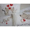 Ensemble housse de couette Sacco+Taies d'oreiller 100% Coton design CHATONS IN LOVE..Couleurs Gris+Beige....FABRIQUÉ EN