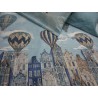 Bettbezug-Set Sack + Kissenbezüge, 100 % Baumwolle, Heißluftballon-Design. Farben: Hellblau + Grau + Orange.... HERGESTELLT IN