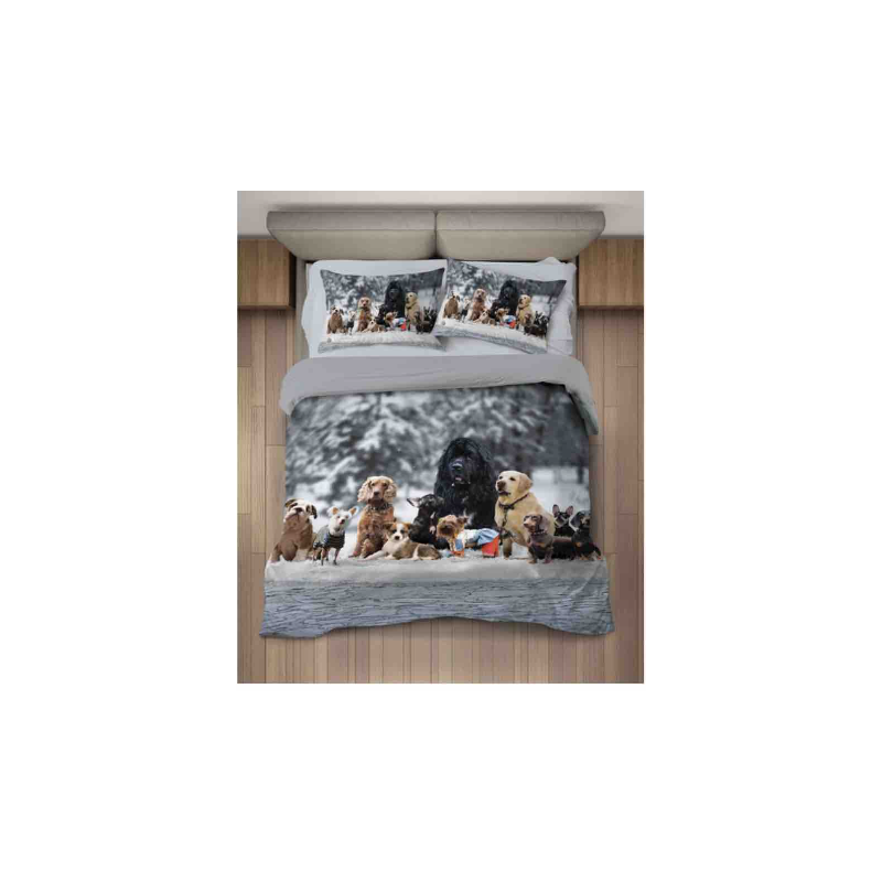Bettbezug + Kissenbezüge aus 100 % Baumwolle mit Digitaldruck im Hundefamilien-Design.... In allen Größen.!!!