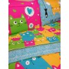 Housse de couette + taies d'oreiller 100% coton design CHATONS COULEURS..Couleurs Gris+Vert+Multicolore+Orange....FABRIQUÉ EN