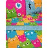 Housse de couette + taies d'oreiller 100% coton design CHATONS COULEURS..Couleurs Gris+Vert+Multicolore+Orange....FABRIQUÉ EN