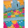 Housse de couette + taies d'oreiller 100% coton design CHATONS COULEURS..Couleurs Gris+Vert+Multicolore+Orange....FABRIQUÉ EN
