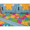 Housse de couette + taies d'oreiller 100% coton design CHATONS COULEURS..Couleurs Gris+Vert+Multicolore+Orange....FABRIQUÉ EN