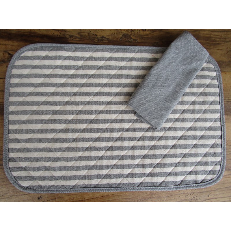 Set de table américain en coton Design RAYÉ.. Gris... Taille: 50x35... 100% Coton... FABRIQUÉ EN ITALIE..!!!