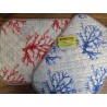 Set de Table Américain avec Serviette Design CORAIL Couleur : Bleu Clair et Rouge... Taille : 50x35...100% Coton ...FABRIQUÉ EN