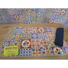 American Quilted Cotton Placemat With 1 MAIOLICA Patterned Napkin. Size: 50x35..100% Cotton. MADE IN ITALY.!!