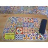 American Quilted Cotton Placemat With 1 MAIOLICA Patterned Napkin. Size: 50x35..100% Cotton. MADE IN ITALY.!!