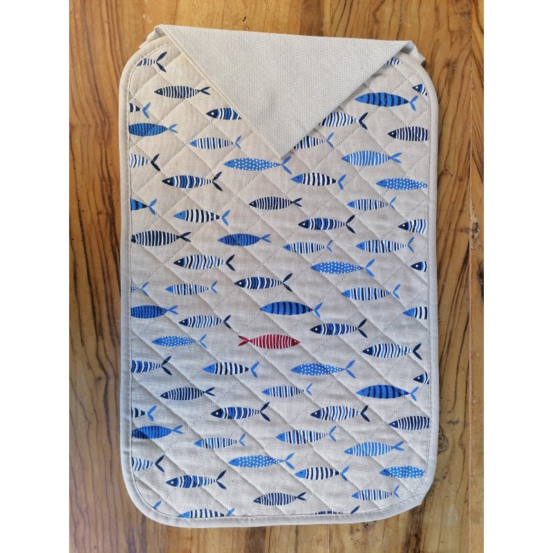 Napperon américain en coton matelassé avec serviette à motif MER ET POISSON COULEUR. Taille: 50x35.. FABRIQUÉ EN ITALIE..!!!!