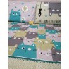 Parure de lit fantaisie CHATONS COULEURS Vert+Orange+Gris et Multicolore 100% Coton..MADE IN ITALY!!!