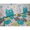 Parure de lit fantaisie CHATONS COULEURS Vert+Orange+Gris et Multicolore 100% Coton..MADE IN ITALY!!!