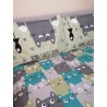Parure de lit fantaisie CHATONS COULEURS Vert+Orange+Gris et Multicolore 100% Coton..MADE IN ITALY!!!