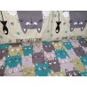 Parure de lit fantaisie CHATONS COULEURS Vert+Orange+Gris et Multicolore 100% Coton..MADE IN ITALY!!!