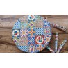 Housse de chaise ronde avec 2 lacets, déhoussable, taille 40x40, design MAIOLICA... FABRIQUÉE EN ITALIE...100% COTON