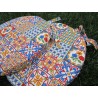 Round chair cover with 2 laces, removable cover, size 40x40, MAIOLICA design... MADE IN ITALY...100% COTTON