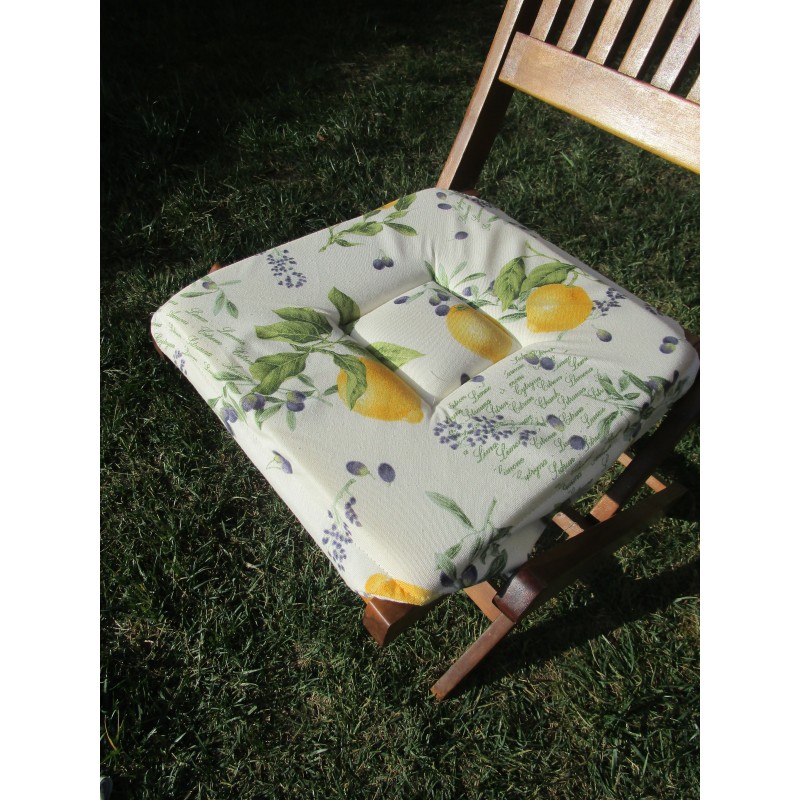 Stuhlbezug mit Klappen, Innenverschluss, Größe 40x40, Design LEMON... HERGESTELLT IN ITALIEN... 100 % BAUMWOLLE