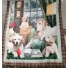 Plaid Coperta in Morbidissima e Calda Microfibra Con Retro Con Pelliccia Disegno FAMIGLIA DI CANI Misura:140x170