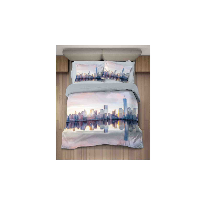Duvet Cover Set in Digital Print NEW YORK Pattern 100% Cotton...Bag+Pillowcases...Double and Single