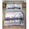 Ensemble housse de couette en impression numérique motif NEW YORK 100% coton... sac + taies d'oreiller... Double et simple