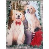 Karierte Lammfelldecke im DIGITALDRUCK aus weicher und warmer Mikrofaser mit HUNDE-Design, Größe: 130 x 160 cm!!!