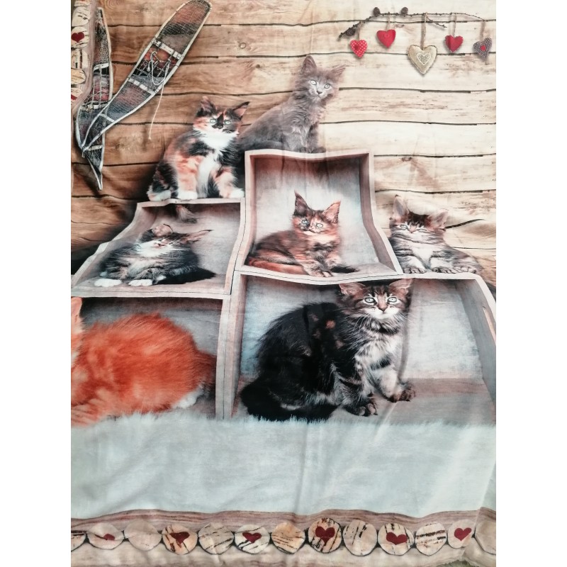 Plaid Lambskin Blanket DIGITAL PRINTED IN Soft and Warm Microfiber KITTENS Design Size: 130x160!!!